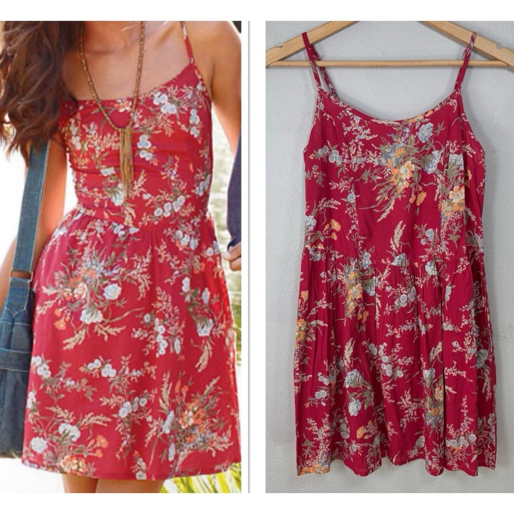 Y2K Wet Seal Floral Babydoll Mini Dress Size XL Red Boho Cottagecore Prairie NWT